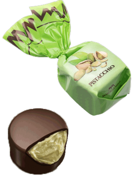 Chocolat fourré à la crème de pistache (de 100g à 1kg)