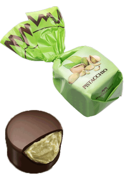 Chocolat fourré à la crème de pistache (de 100g à 1kg)