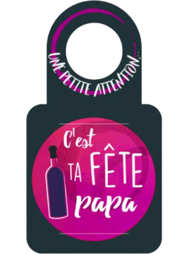 Anti-gouttes + carte message au goulot "C'est ta fête papa"