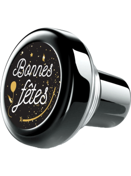 Bouchon vinolok verre noir "Bonnes fêtes!"