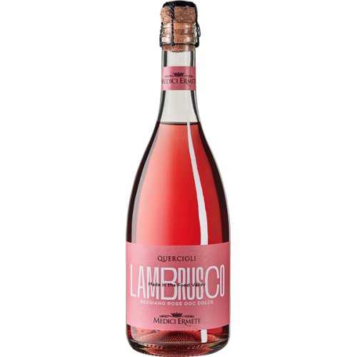 Lambrusco rosé Reggiano DOC Amabile Quercioli - étiquette abimée
