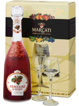 Coffret 2 verres Fragoline di Bosco, liqueur de fraises